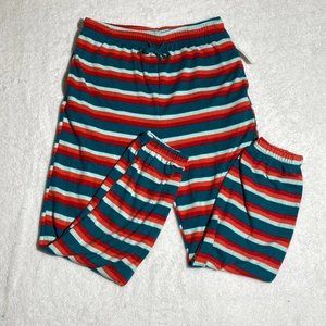 🌺 Women's Mighty Fine Green & Red Striped Pajama Pants Medium NEW